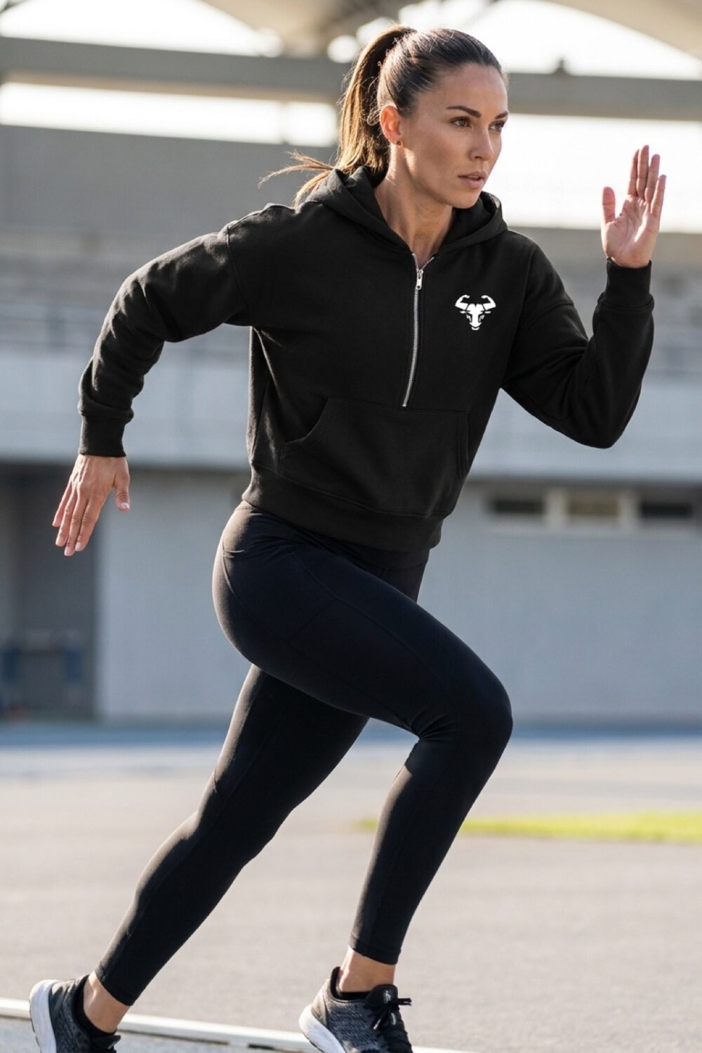 crop-halfzip-hoodie Schwarz