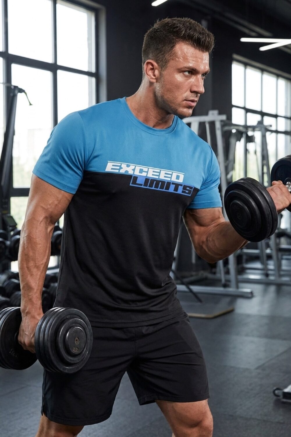 Exceed Block Tee Hellblau