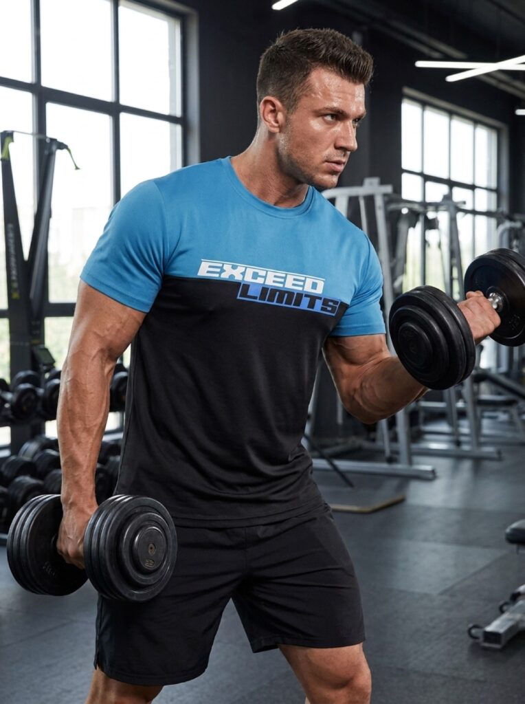 Exceed Block Tee Hellblau