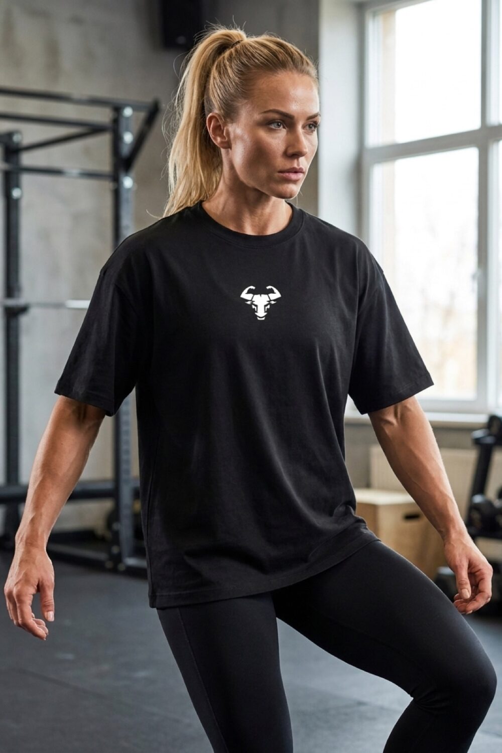 oversized-tee-damen Schwarz