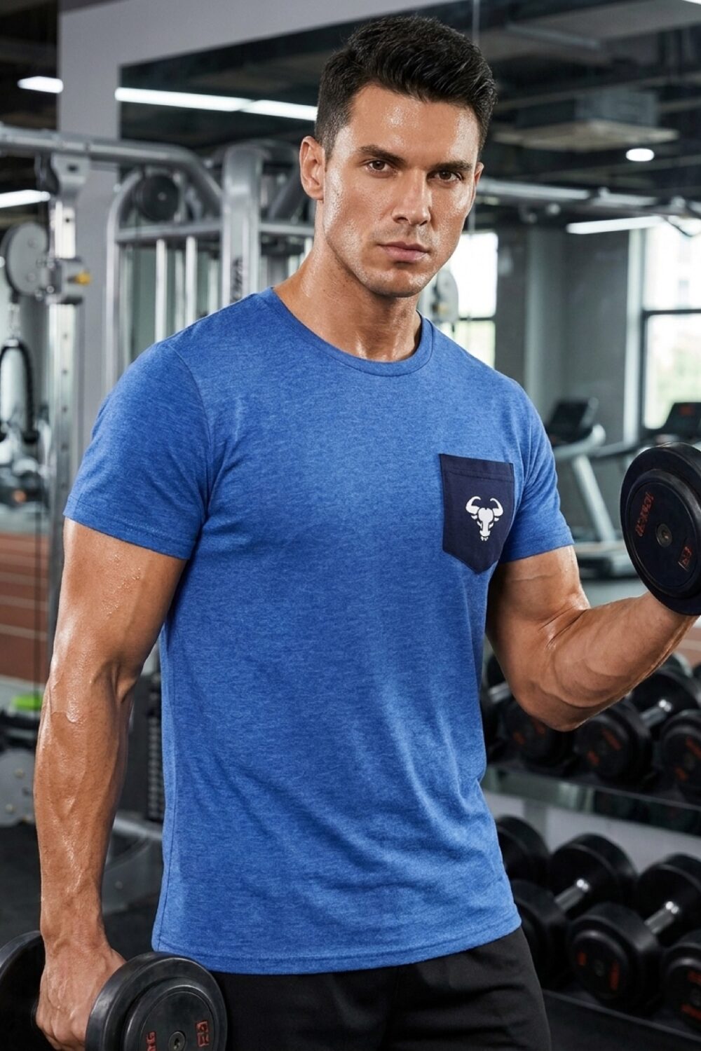 Pocket Bull Tee Blau