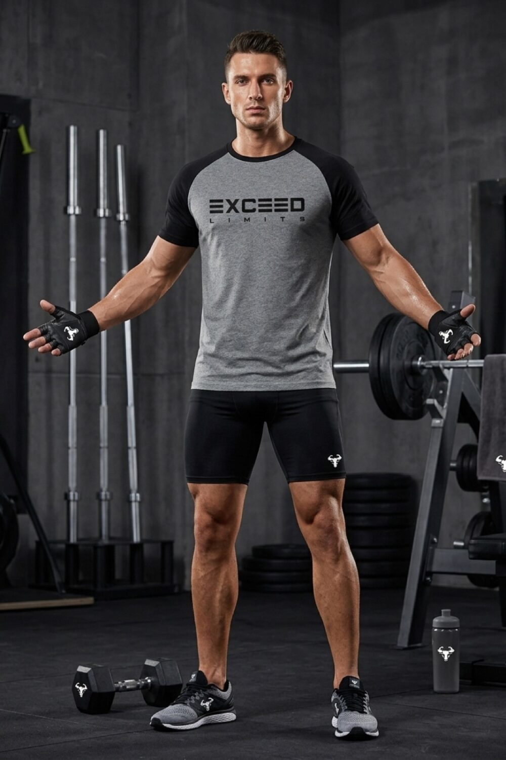 raglan-block-tee Grau/Schwarz