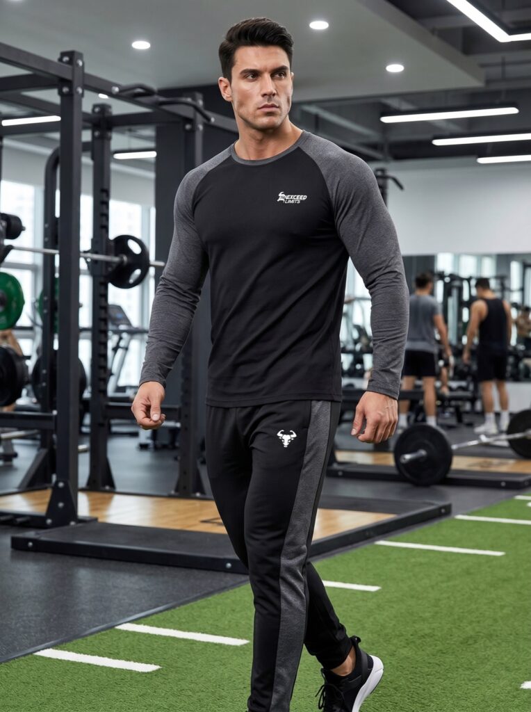 raglan-longsleeve Schwarz/Grau