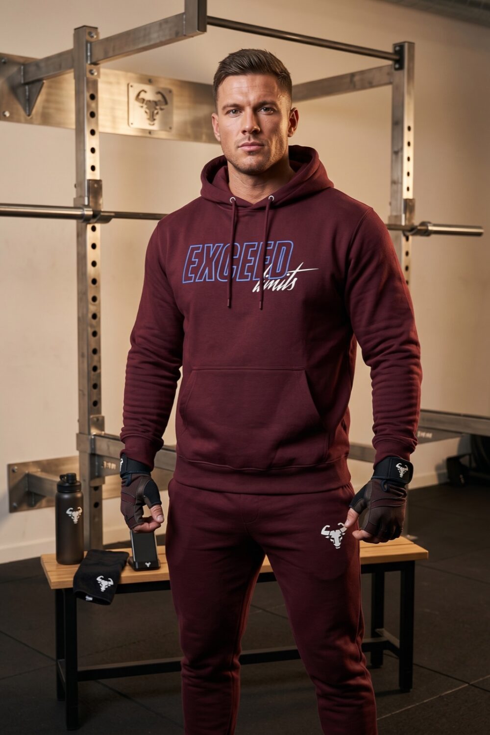 Signature Hoodie in Bordeaux, getragen im Training