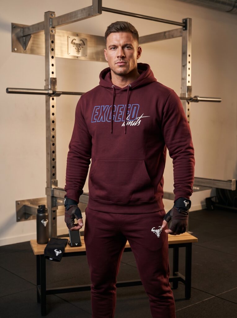 Signature Hoodie in Bordeaux, getragen im Training